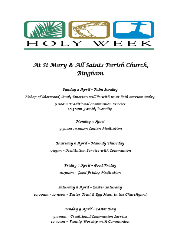 Holy Week Itineary
